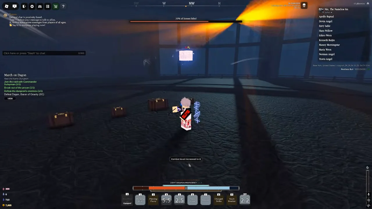 Four loot chests on the floor after the Bael fight, with the boss victory message above.